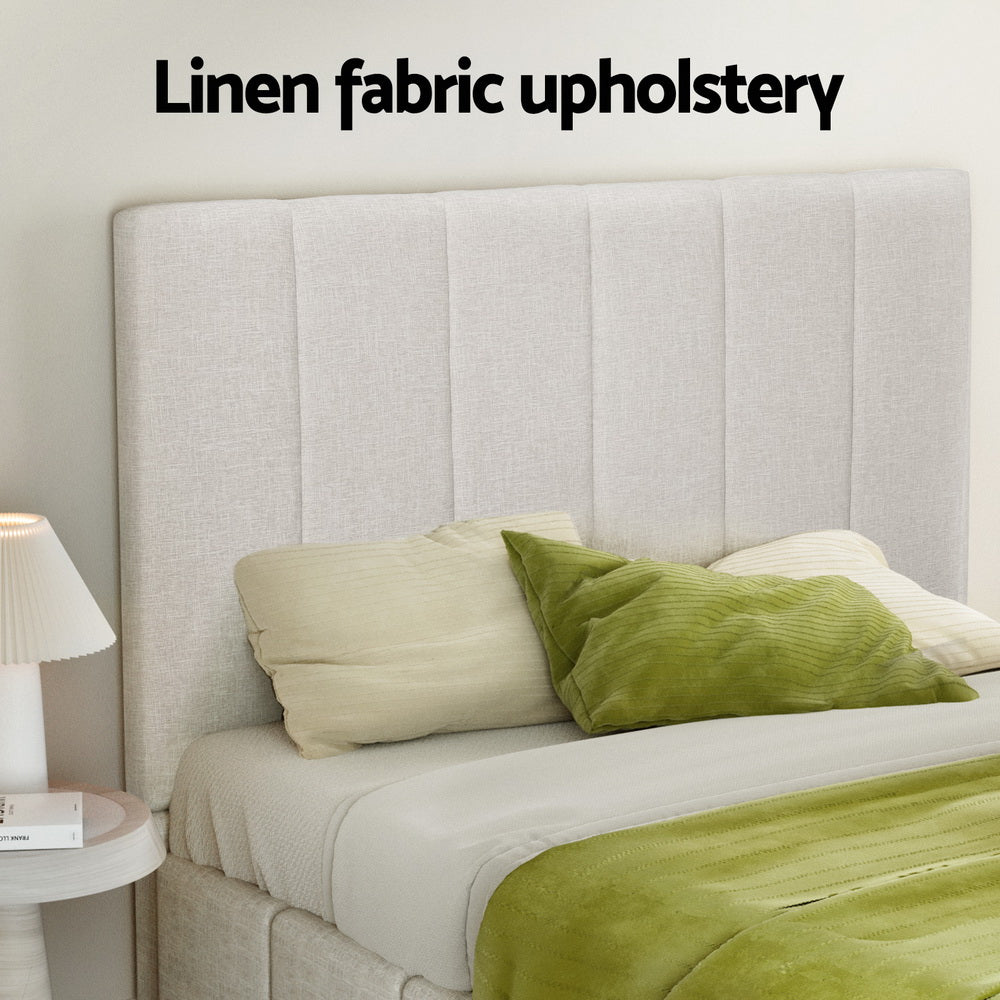 Hardwood Bed Frame Queen Size Beige TETTE