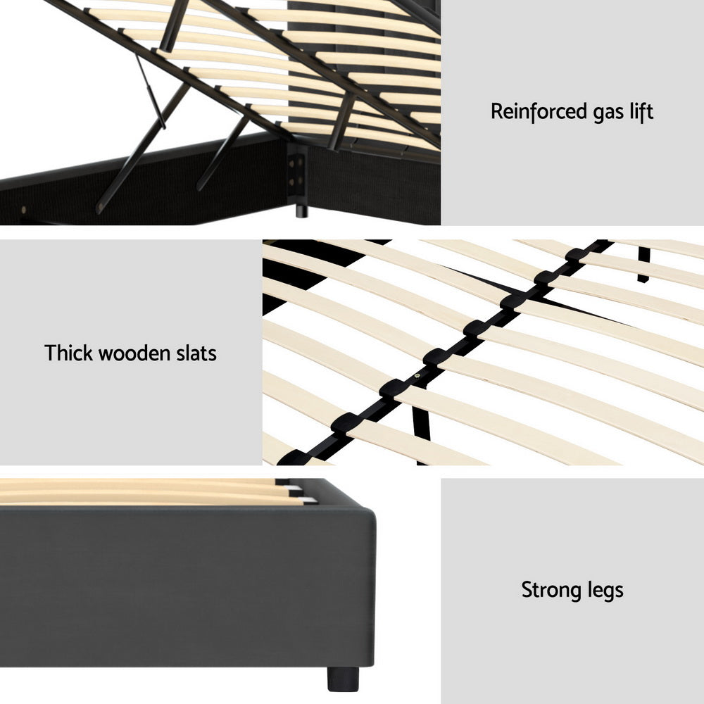 Stylish  Bed Frame Double Size Velvet Grey FION