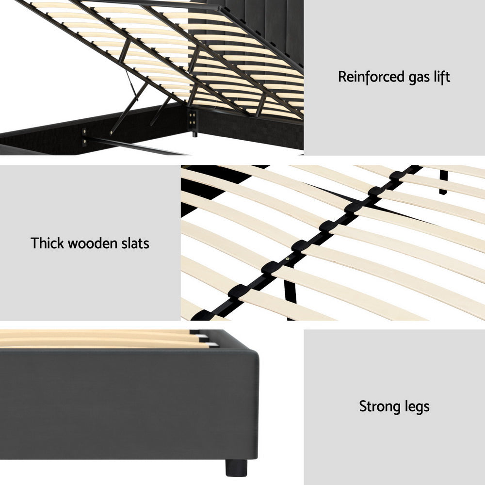 Upholstered Bed Frame King Size Velvet Grey FION