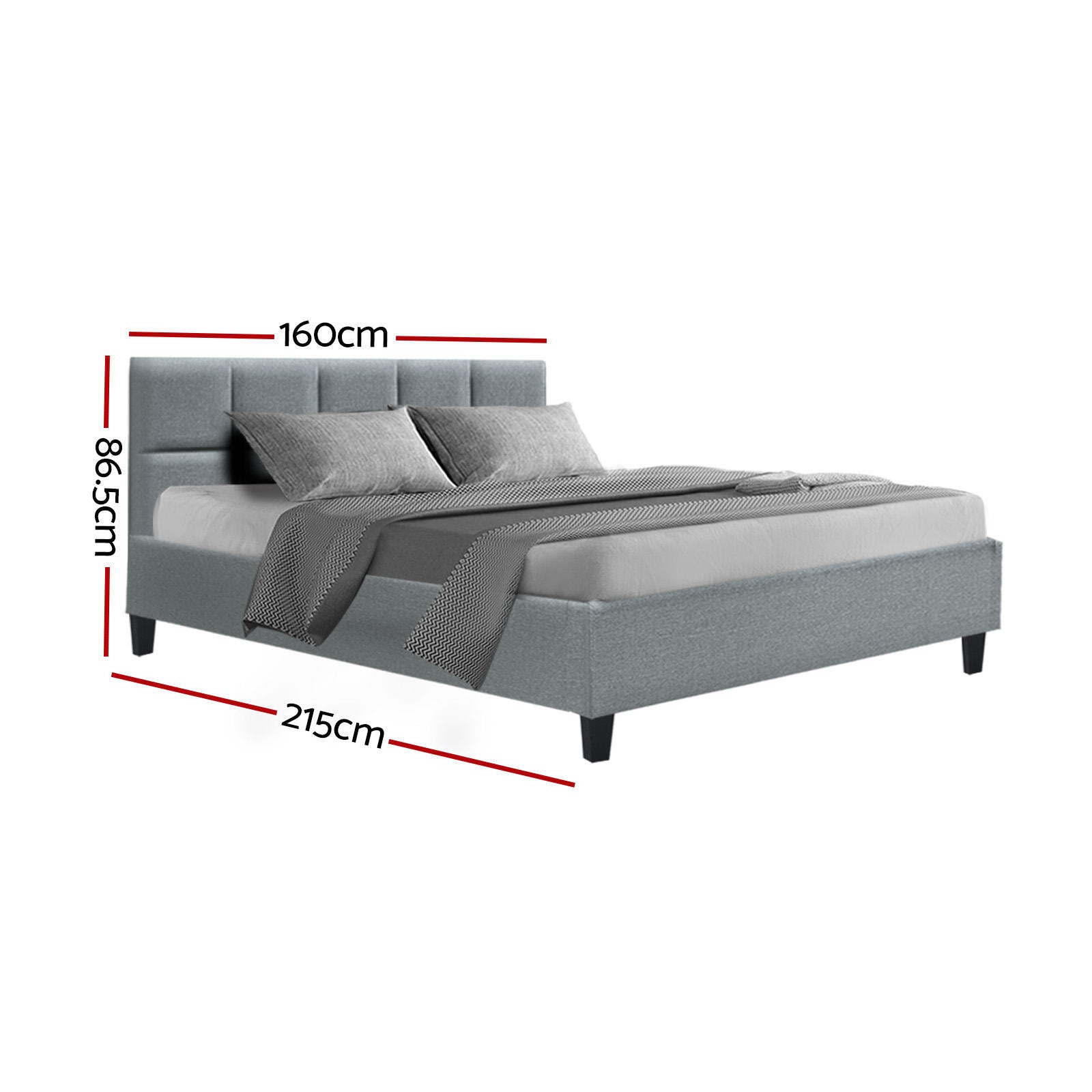 All class- Bed Frame Queen Size Grey TINO