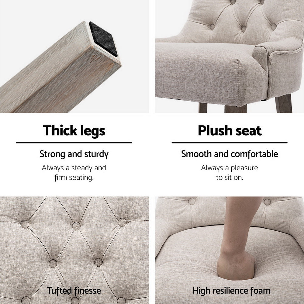 Dining Chairs Set of 4 Linen French Provincial Beige