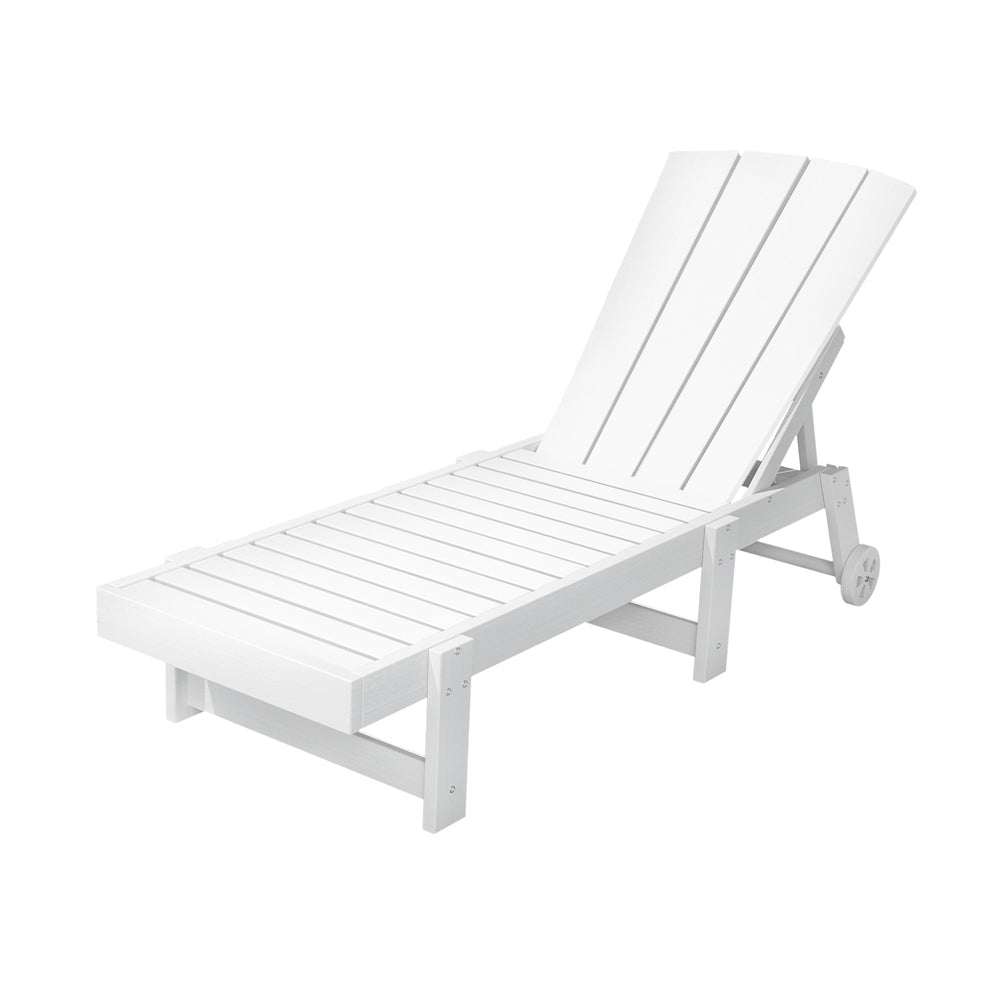Gardeon Sun Lounge Beach Chair HDPE Adirondack Lounger Patio Outdoor Furniture with Wheels White