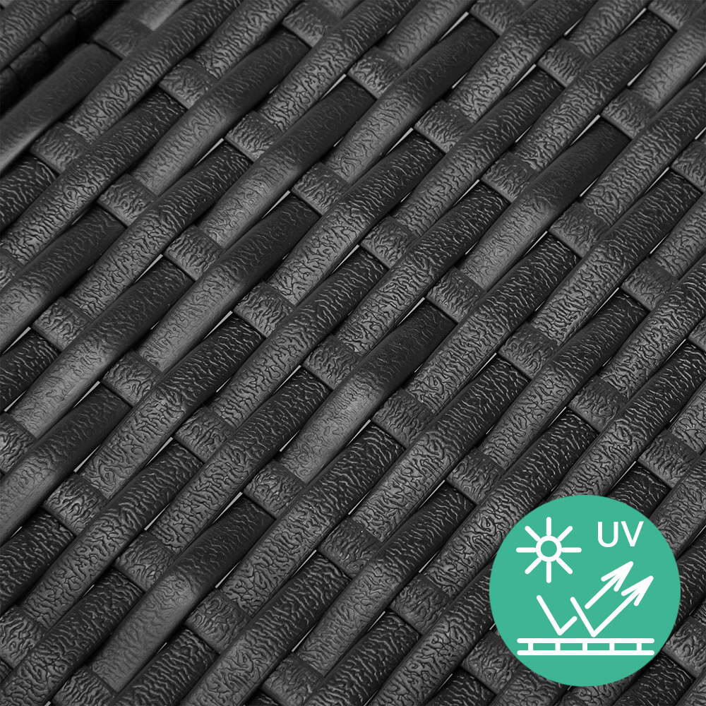 Gardeon 2PC Sun Lounge Wicker Lounger Outdoor Furniture Beach Chair Garden Adjustable Black