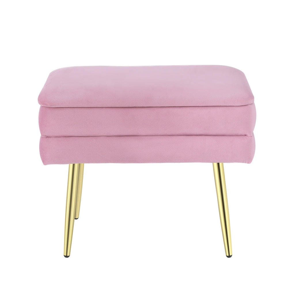 Coastal Charm Ottoman Storage Foot Stool Velvet Pink
