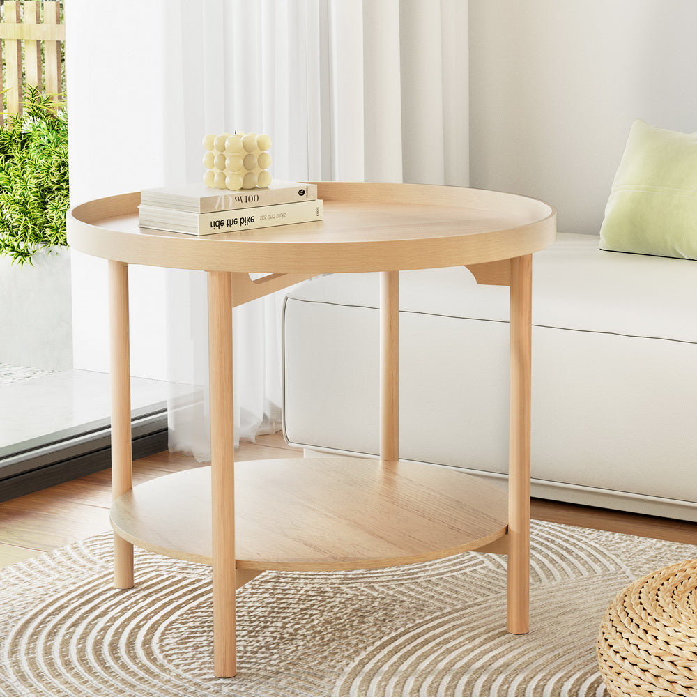 Coastal Charm - Artiss Coffee Table Side Table Round 70CM