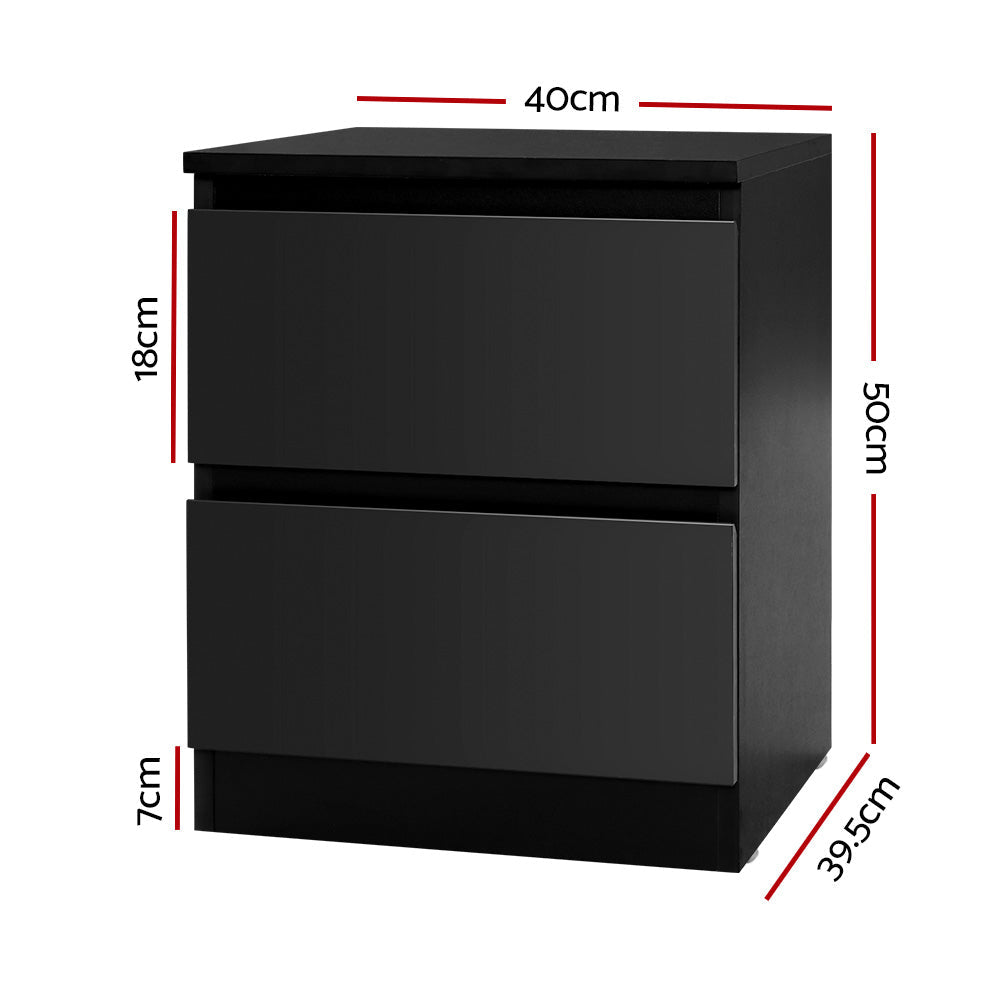 Pepe Bedside Table 2 Drawers - PEPE Black