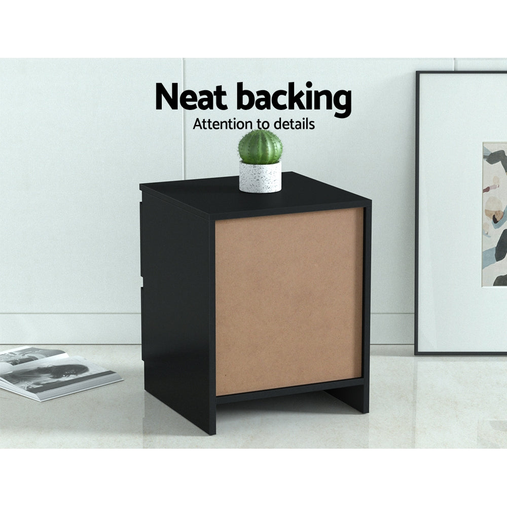 Pepe Bedside Table 2 Drawers - PEPE Black
