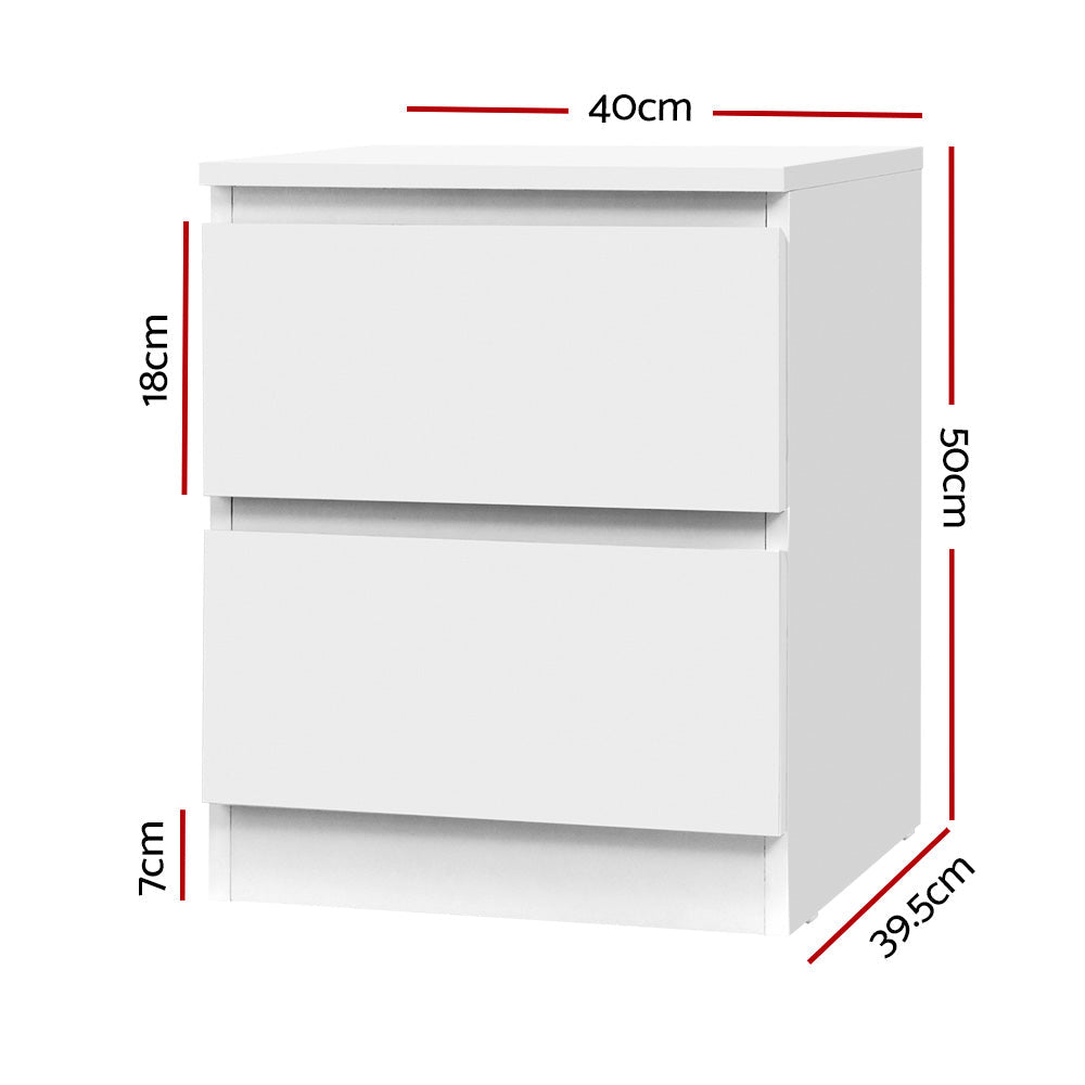 Pepe Bedside Table 2 Drawers - PEPE White