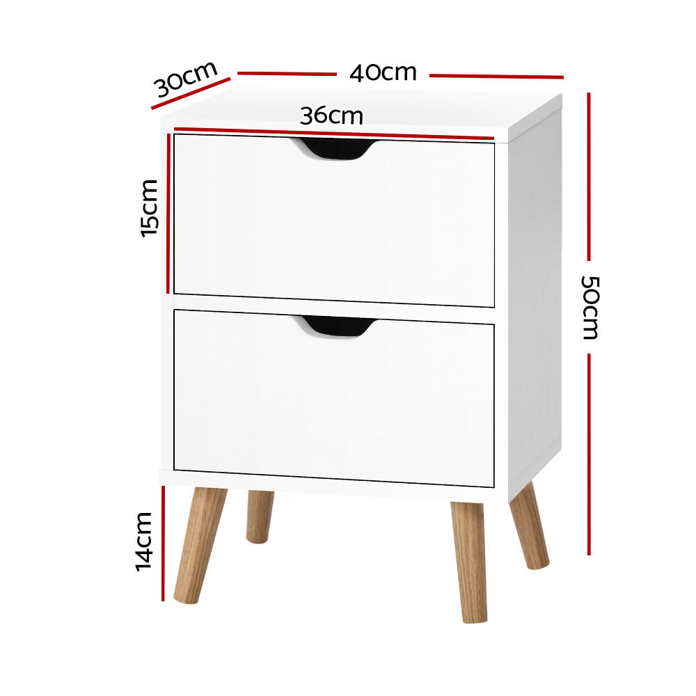 Boden Bedside Table 2 Drawers - BODEN White
