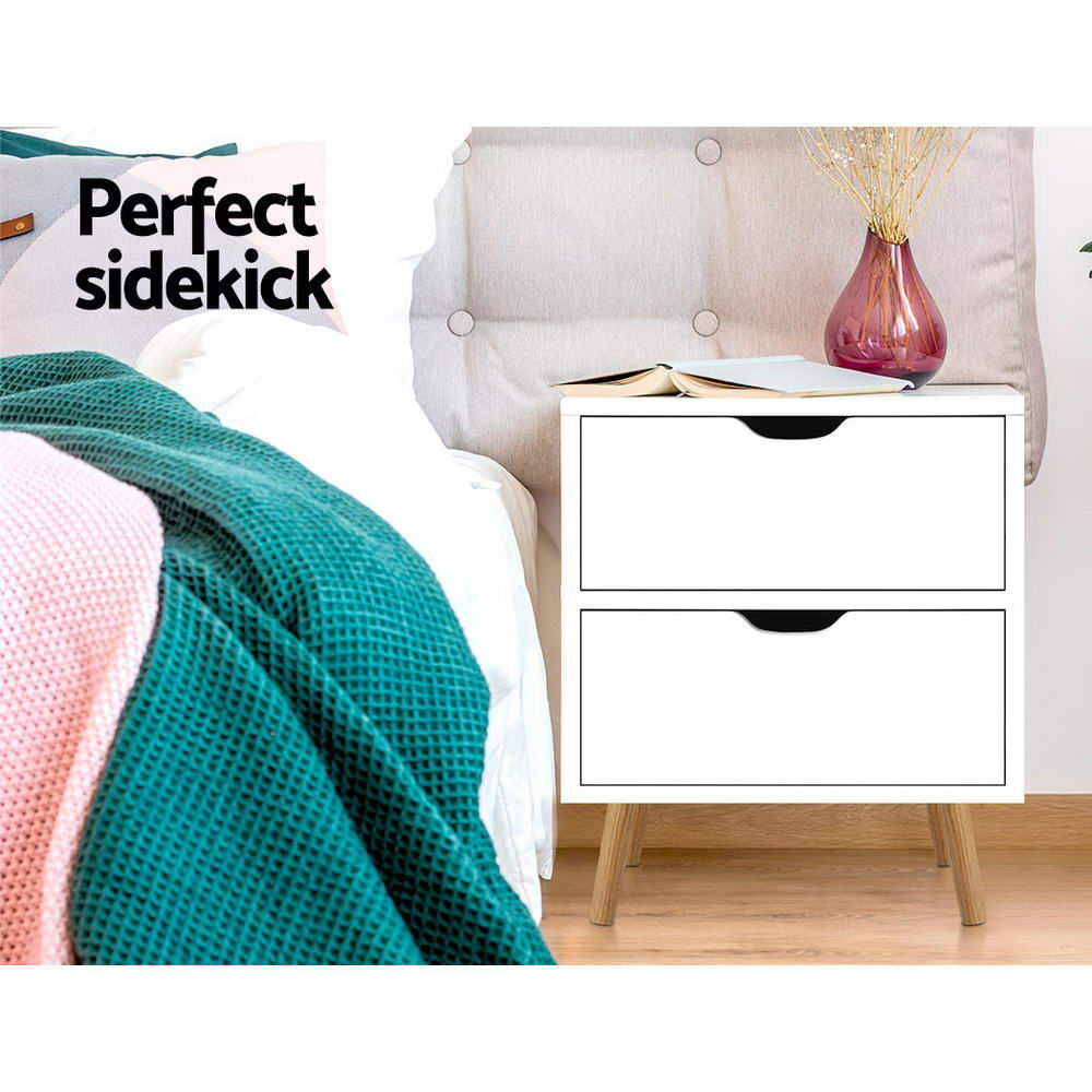 Boden Bedside Table 2 Drawers - BODEN White