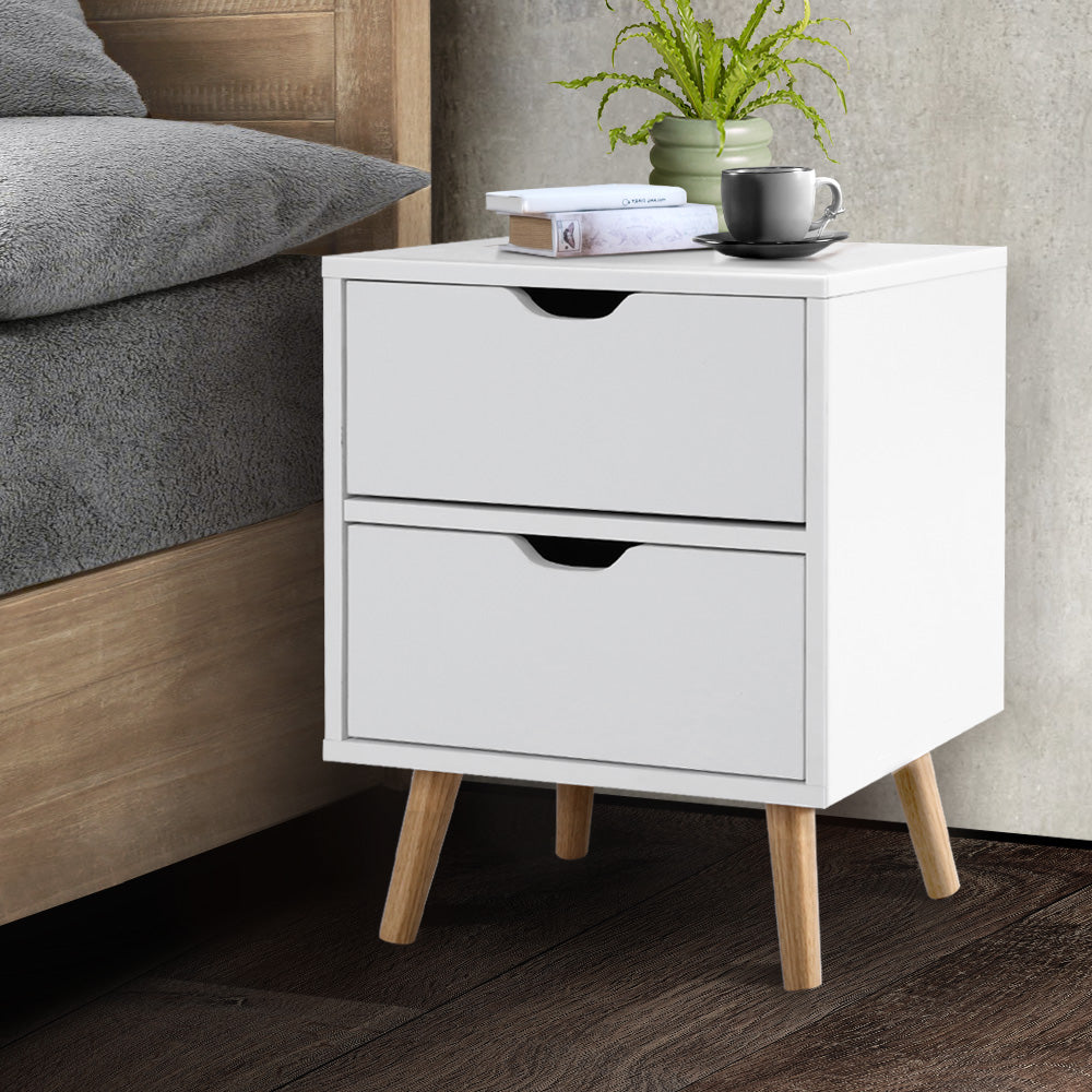 Boden Bedside Table 2 Drawers - BODEN White