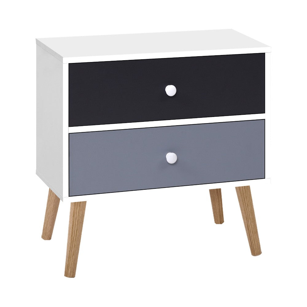 Two-tone Bedside Table 2 Drawers - BONDS White