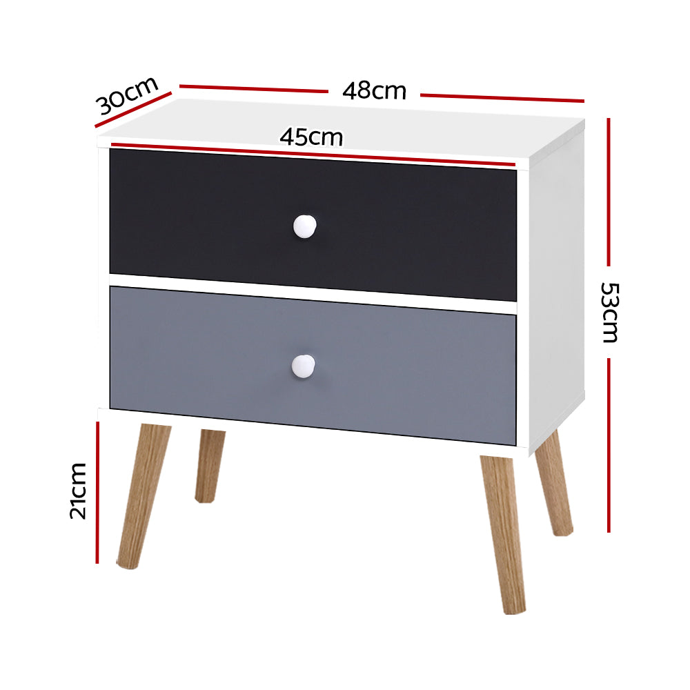 Two-tone Bedside Table 2 Drawers - BONDS White