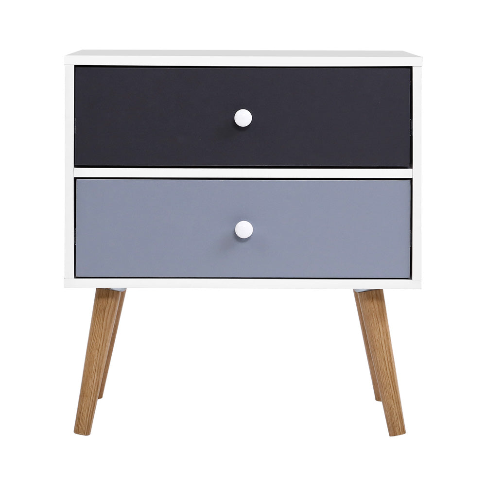 Two-tone Bedside Table 2 Drawers - BONDS White