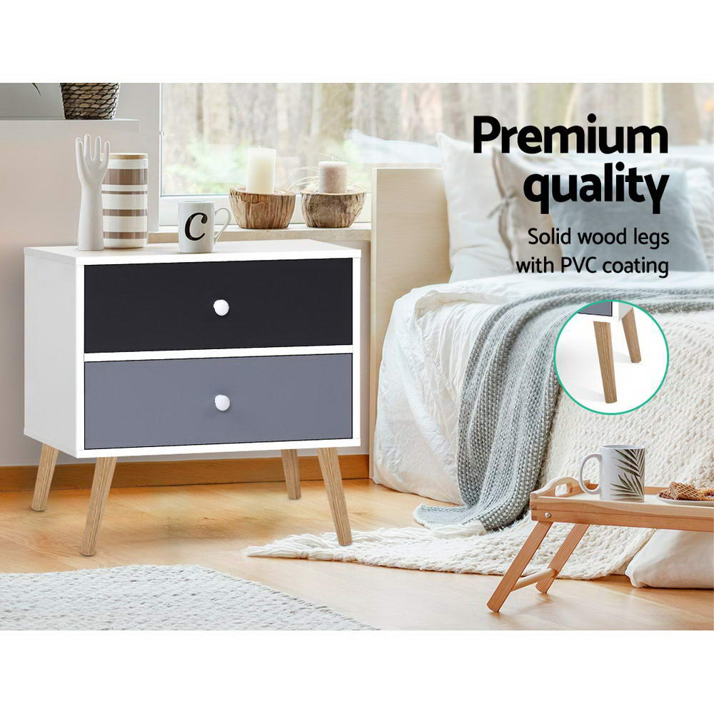 Two-tone Bedside Table 2 Drawers - BONDS White