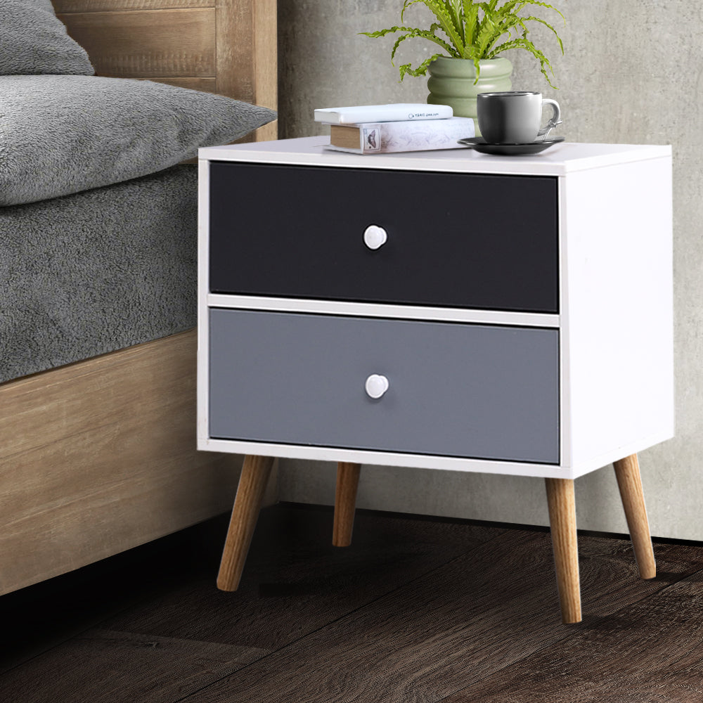 Two-tone Bedside Table 2 Drawers - BONDS White