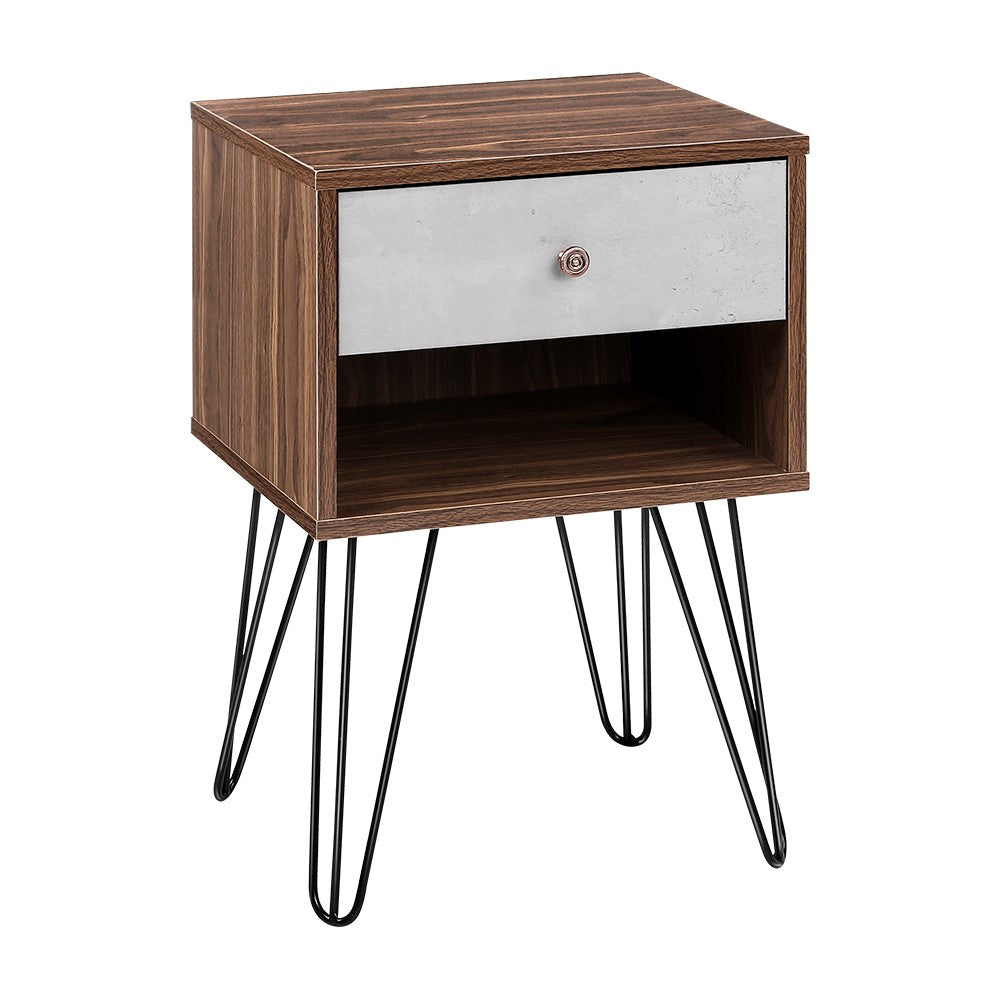 Two tone Bedside Table 1 Drawers with Shelf - LARS