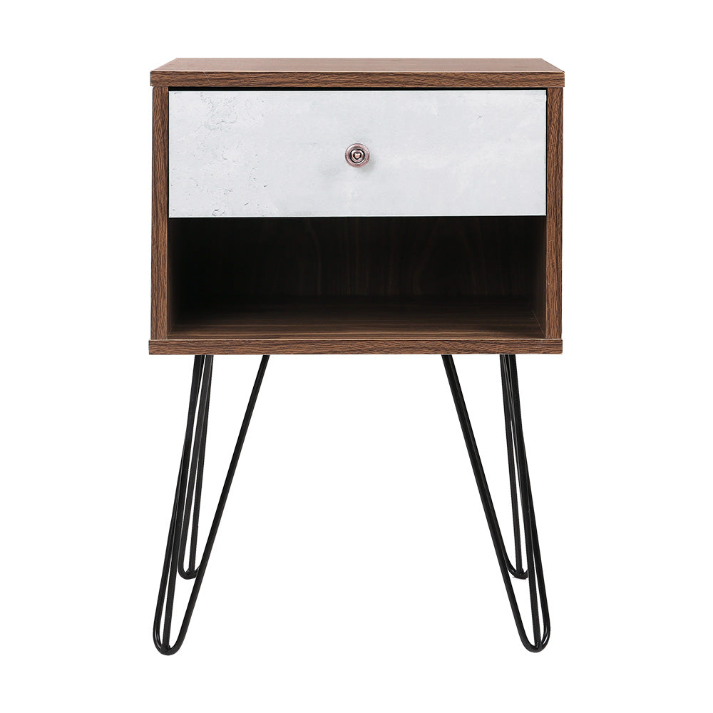 Two tone Bedside Table 1 Drawers with Shelf - LARS