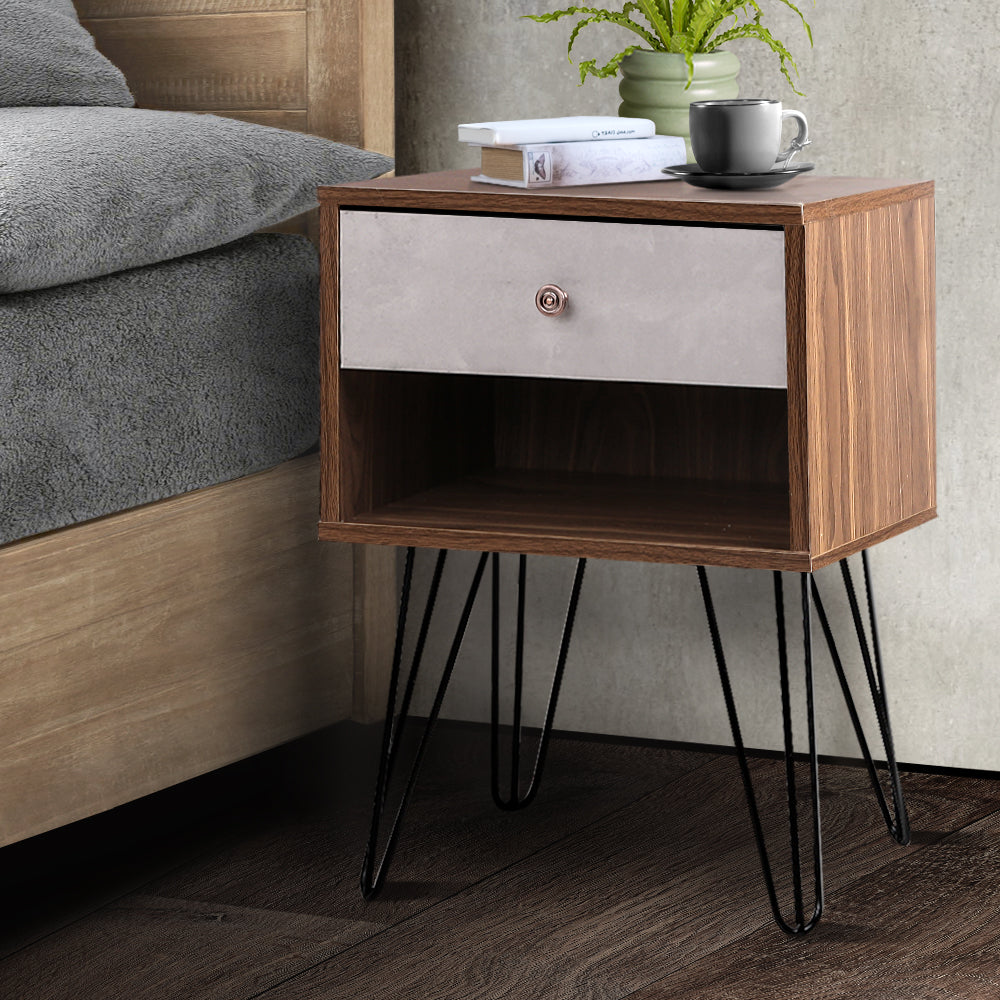 Two tone Bedside Table 1 Drawers with Shelf - LARS