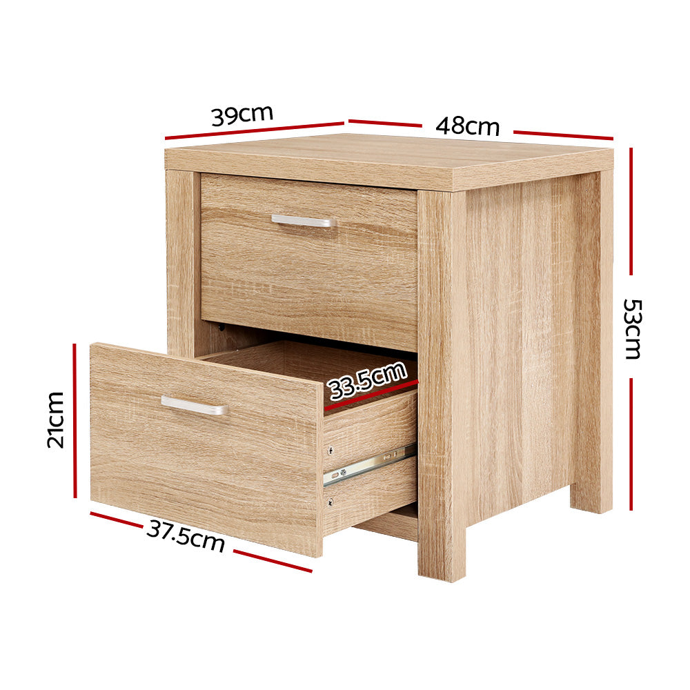Maxi Bedside Table 2 Drawers - MAXI Pine