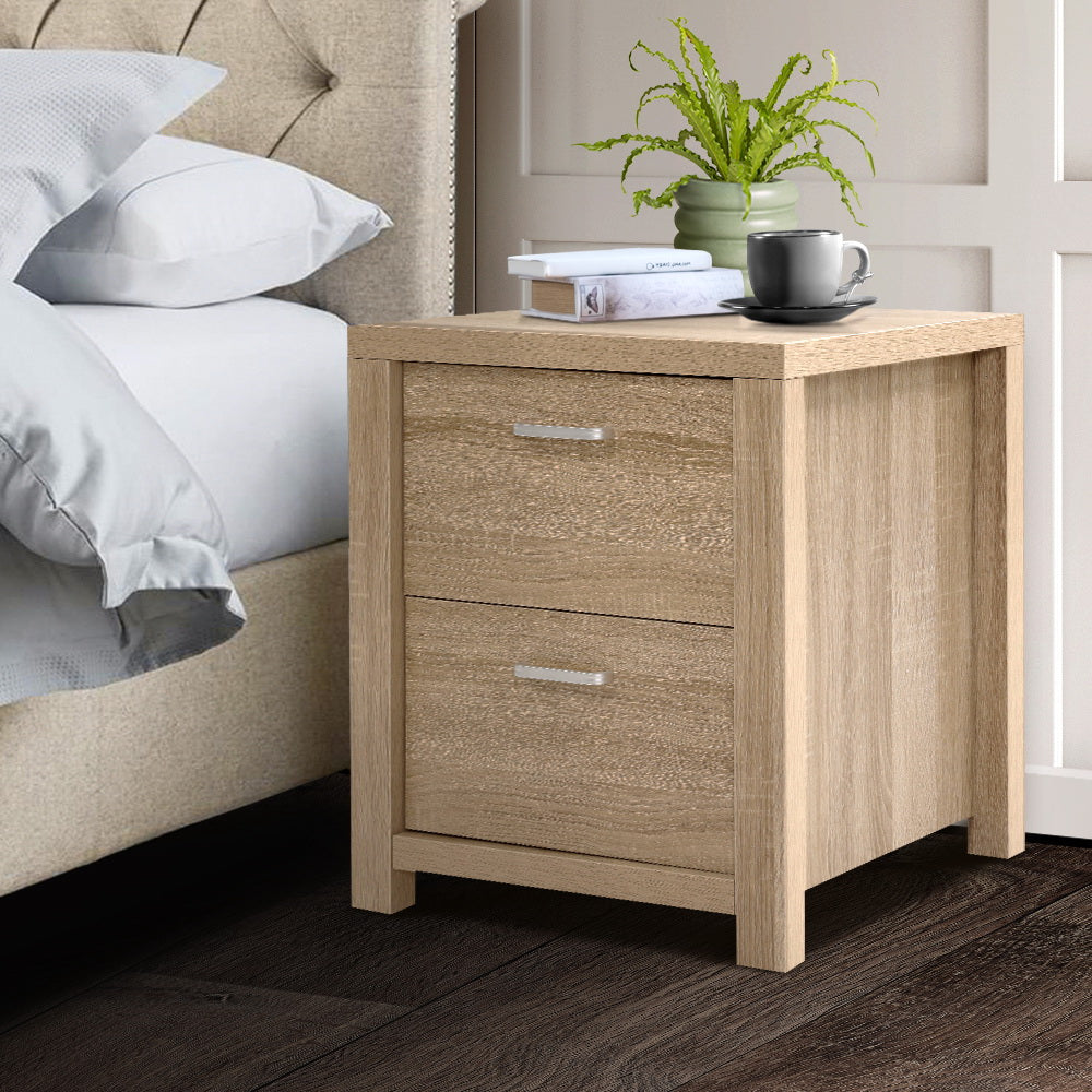 Maxi Bedside Table 2 Drawers - MAXI Pine