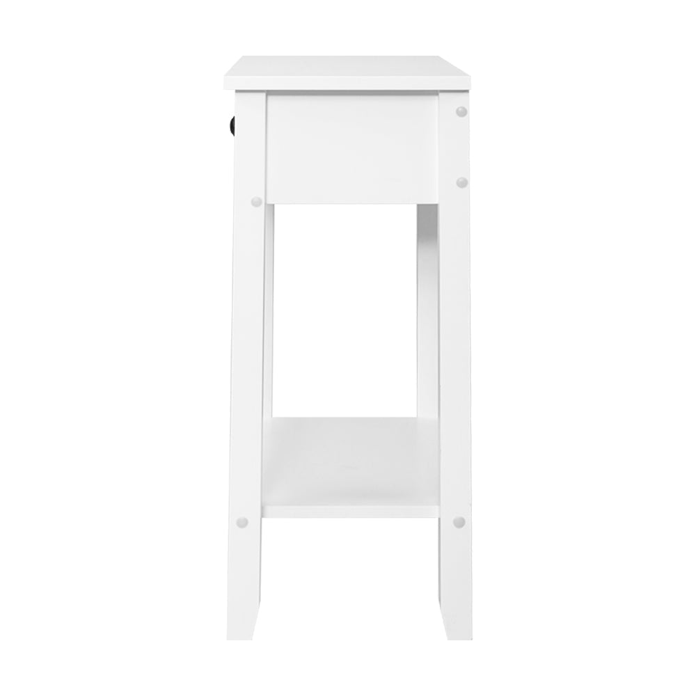Classic Bedside Table 1 Drawer with Shelf - BOWIE White