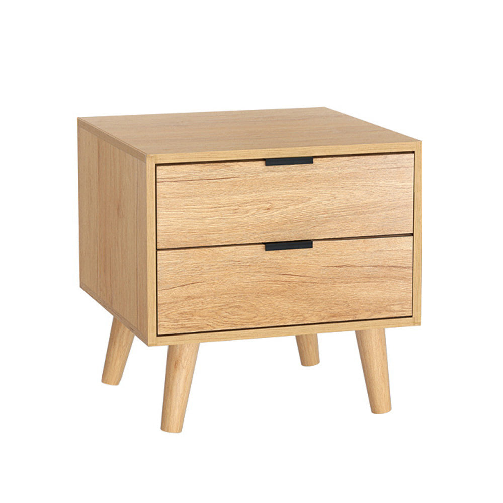 Timber Bedside Table 2 Drawers - Pine