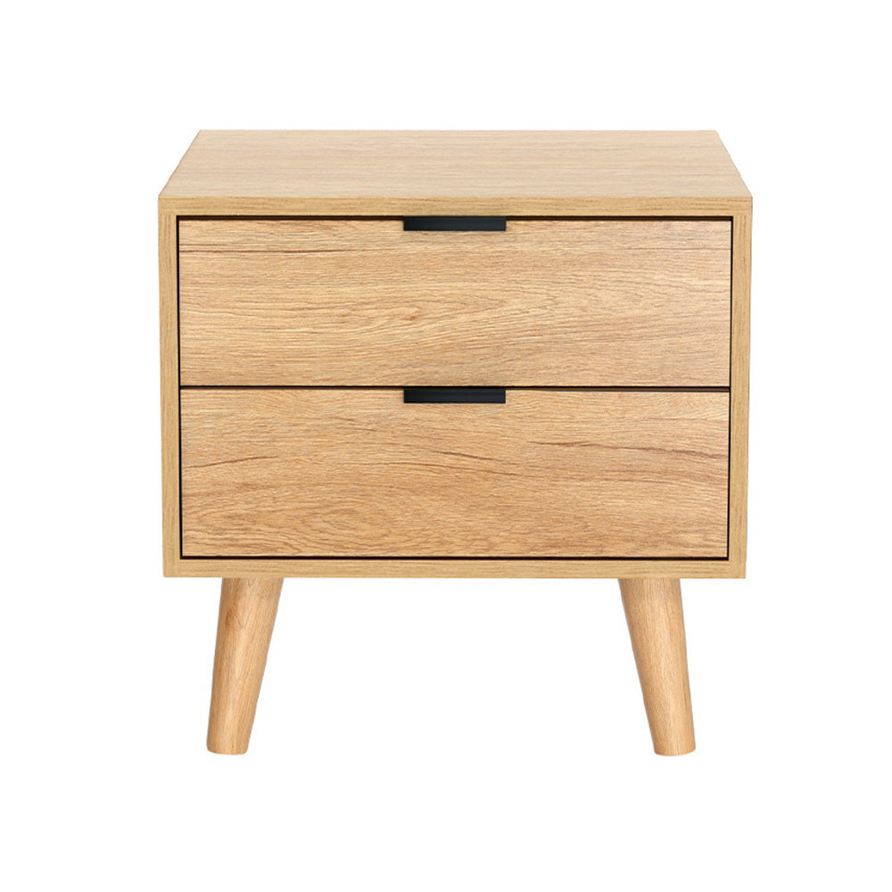 Timber Bedside Table 2 Drawers - Pine