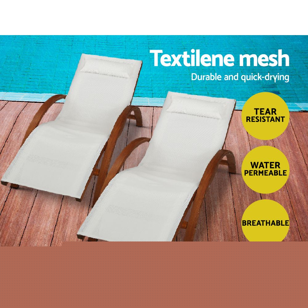 Gardeon Sun Lounge Outdoor Furniture Timber Armchair Wooden Stand