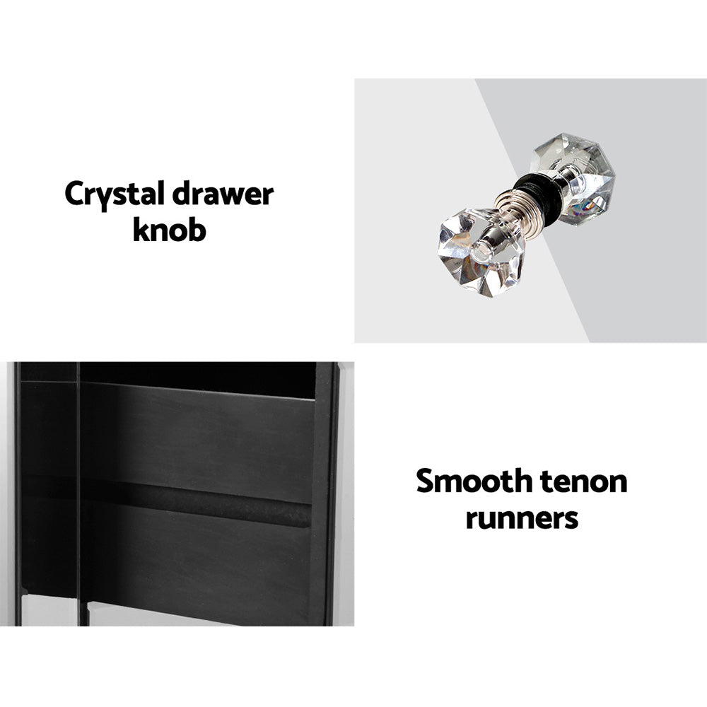 Mirrored Bedside Table 3 Drawers Mirrored - QUENN Silver