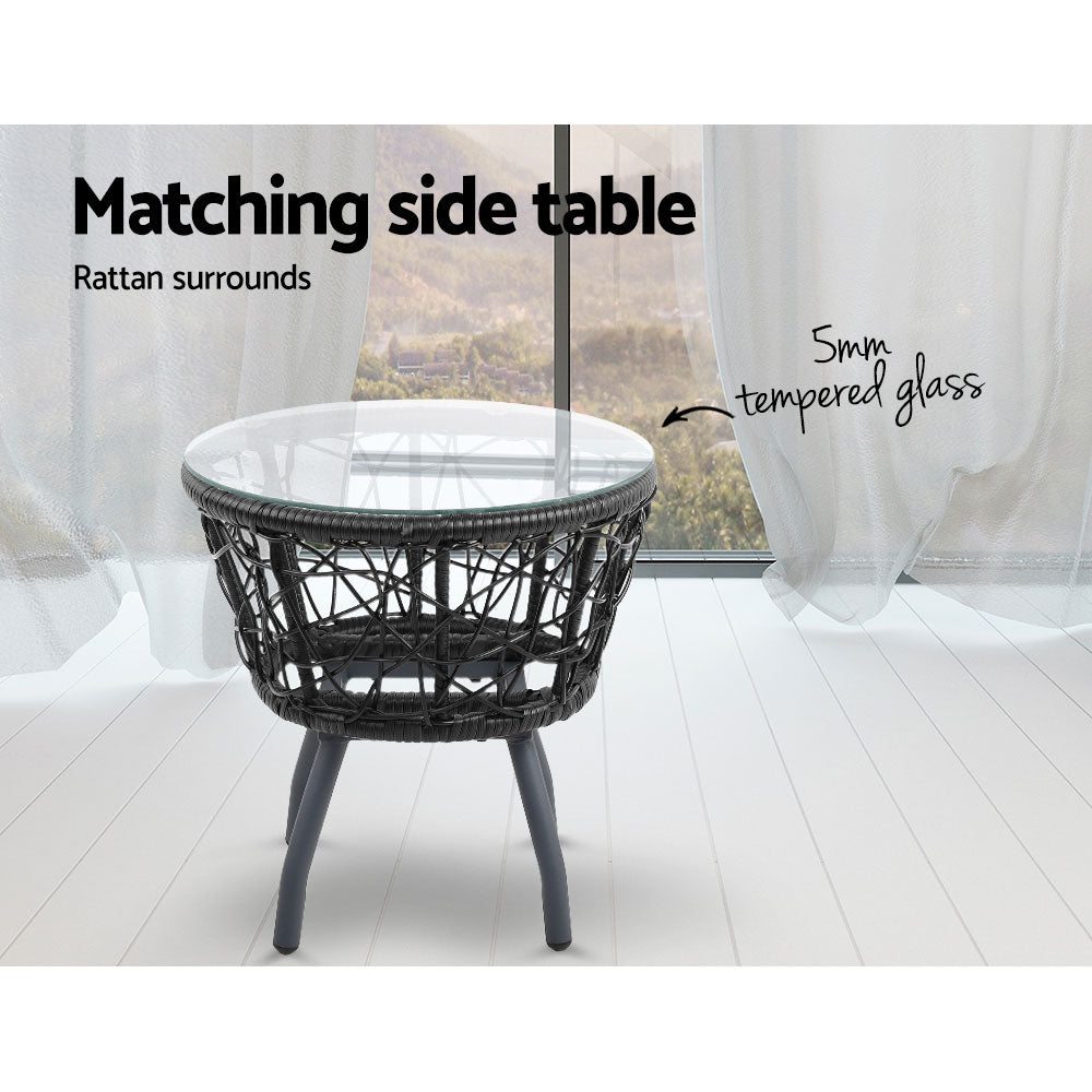 Prahran Outdoor Patio Chair and Table - Black