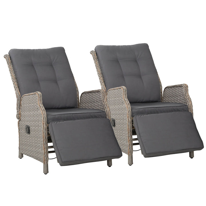 South Yara Deluxe Set of 2  Sun Lounge & Recliner Chairs - Grey