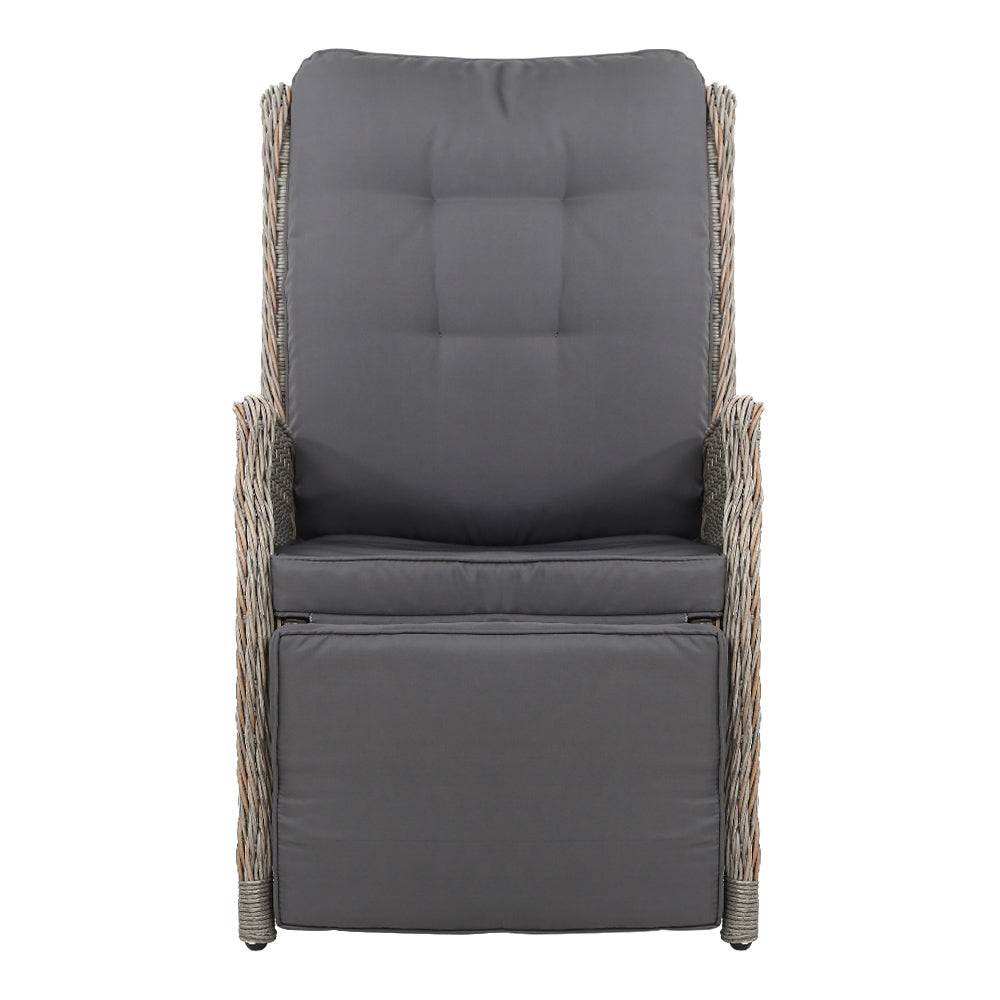South Yara Deluxe Set of 2  Sun Lounge & Recliner Chairs - Grey