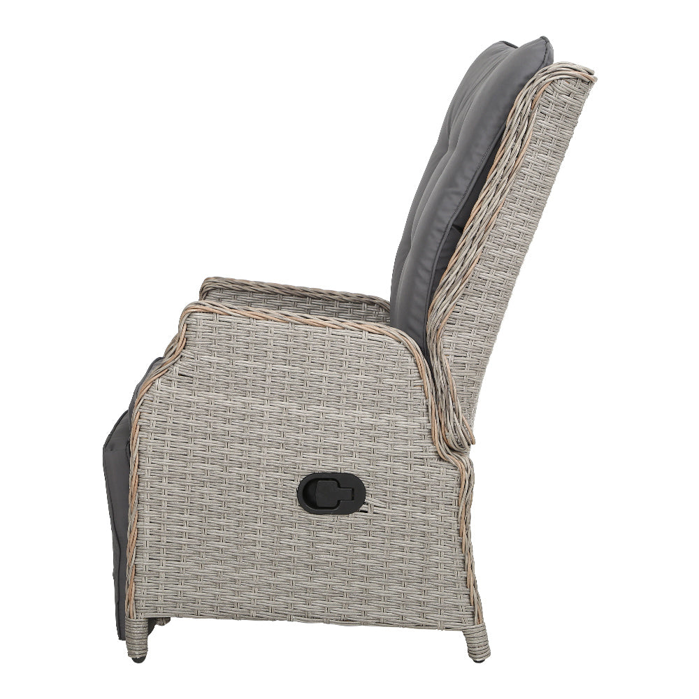 South Yara Deluxe Set of 2  Sun Lounge & Recliner Chairs - Grey
