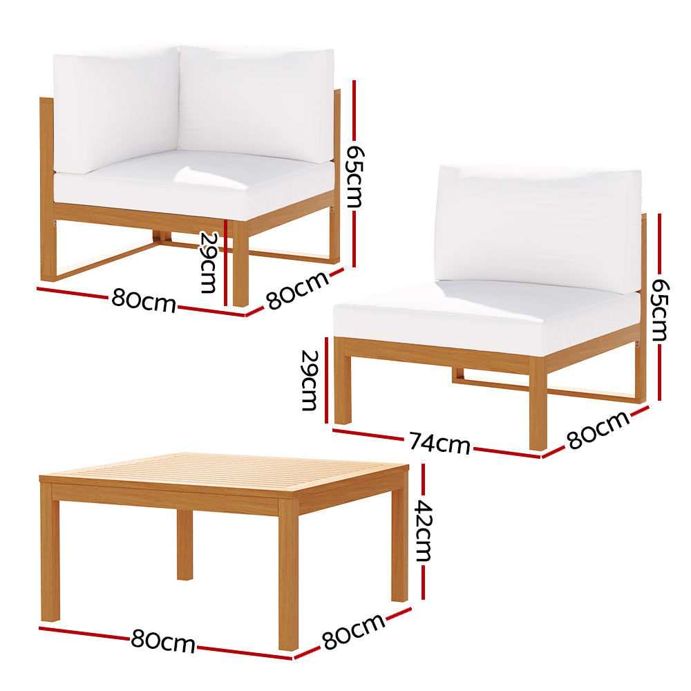 Portsea 5 Piece Acacia Wood Outdoor Sofa Set