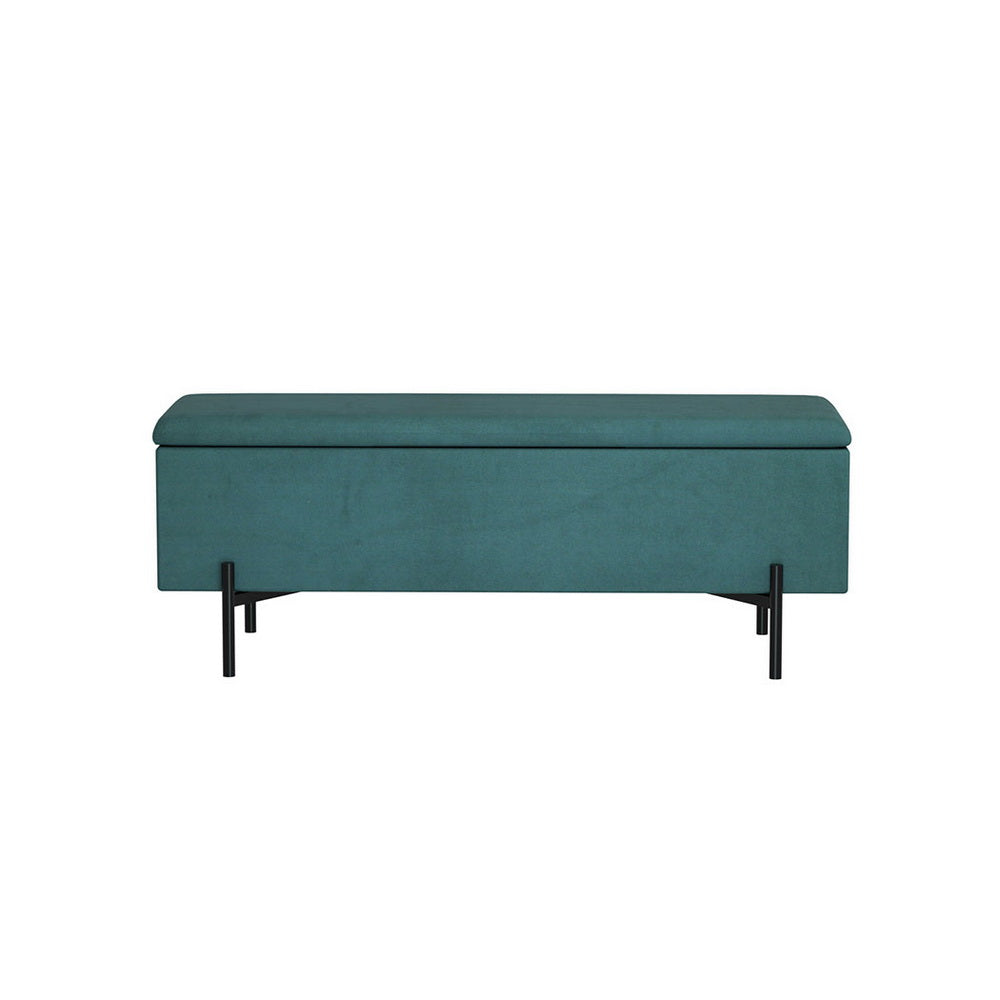 Coastal Charm Storage Ottoman Blanket Box 140cm Velvet Green