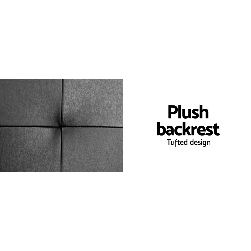 Luxe Sofa Bed Lounge Convertible Leather Couch Bed 3 Seater Cupholder Recliner