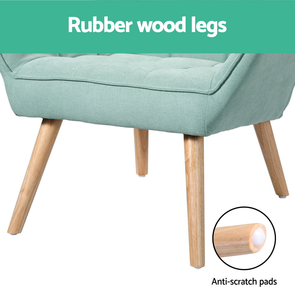 Stunning Armchair Lounge Chair Accent Chairs Sofa Linen Fabric Cushion Seat Blue