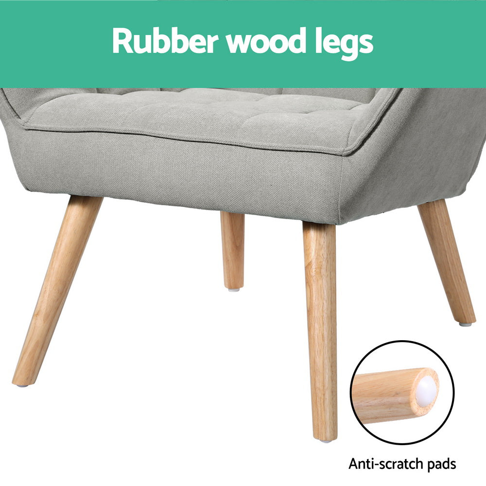 Modern Armchair Lounge Chair Accent Chairs Sofa Linen Fabric Cushion Seat Grey