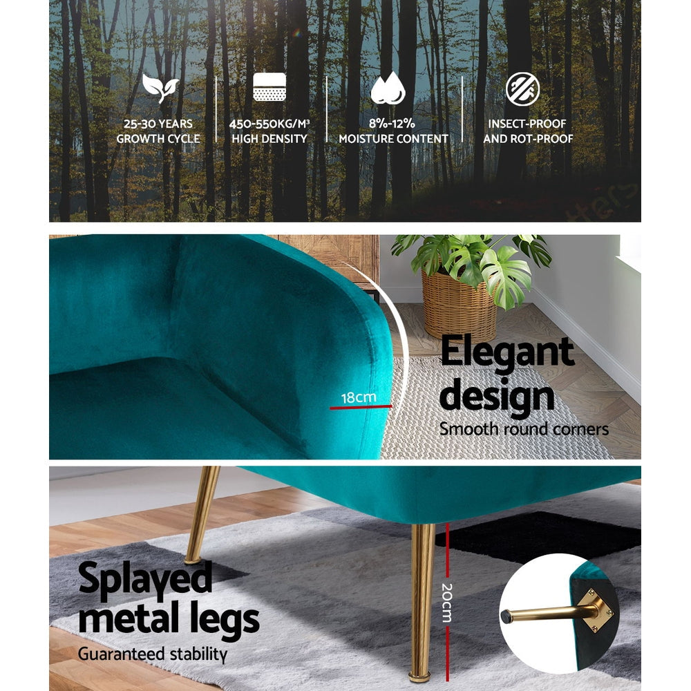 Coastal Charm Armchair Lounge Sofa Arm Chair Accent Chairs Armchairs Couch Velvet Green