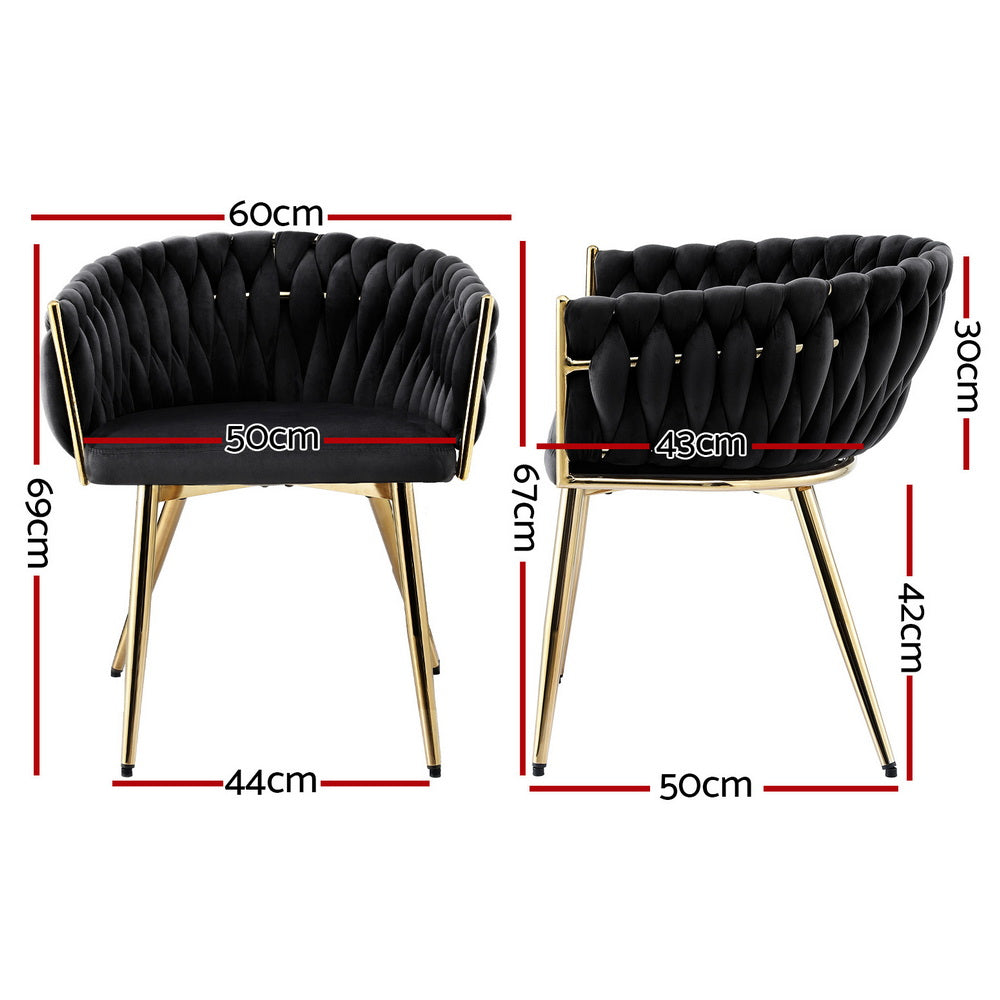 1 Set of 4. Dining Chairs Velvet Armchair Black