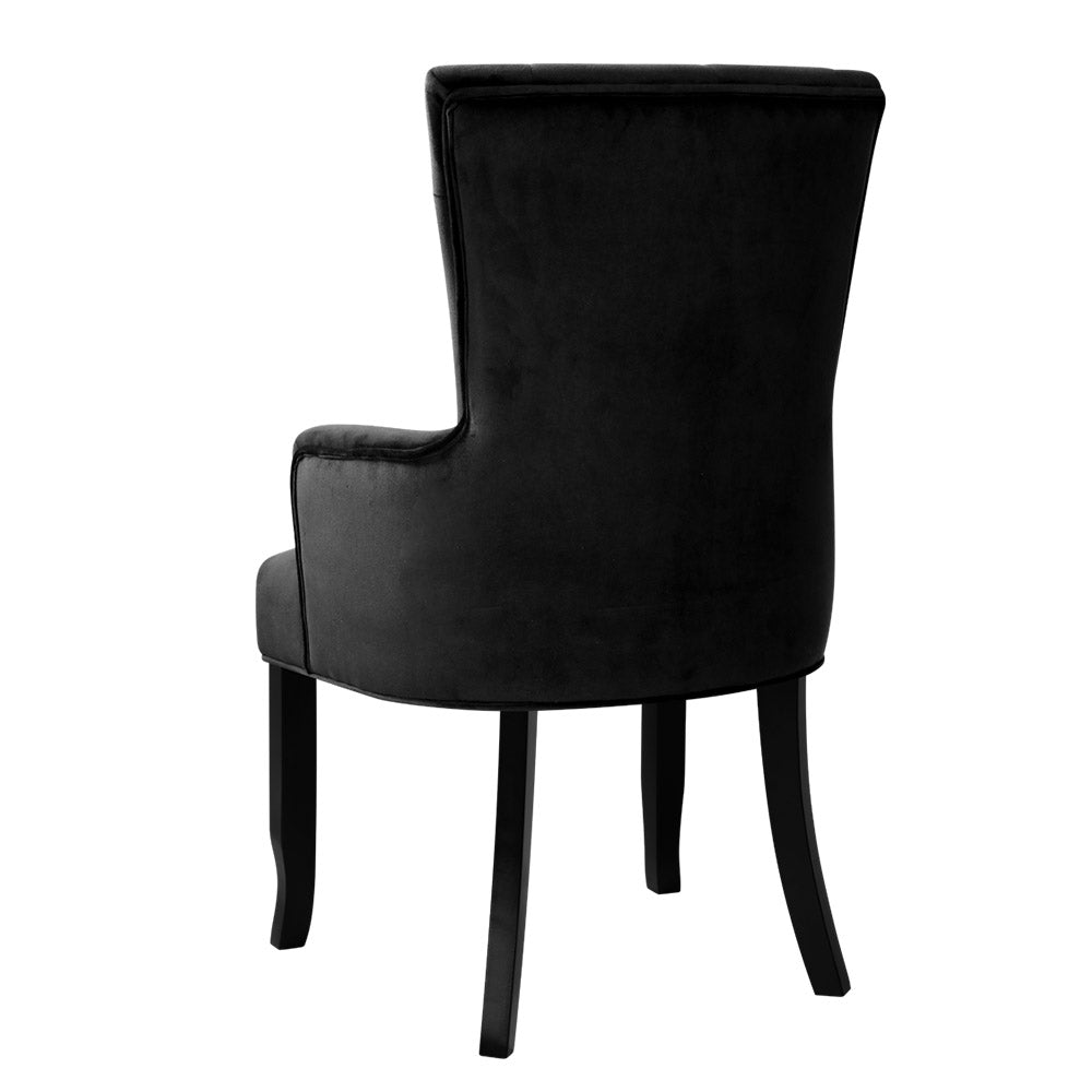 Dining Chair Velvet French Provincial Armchair Black