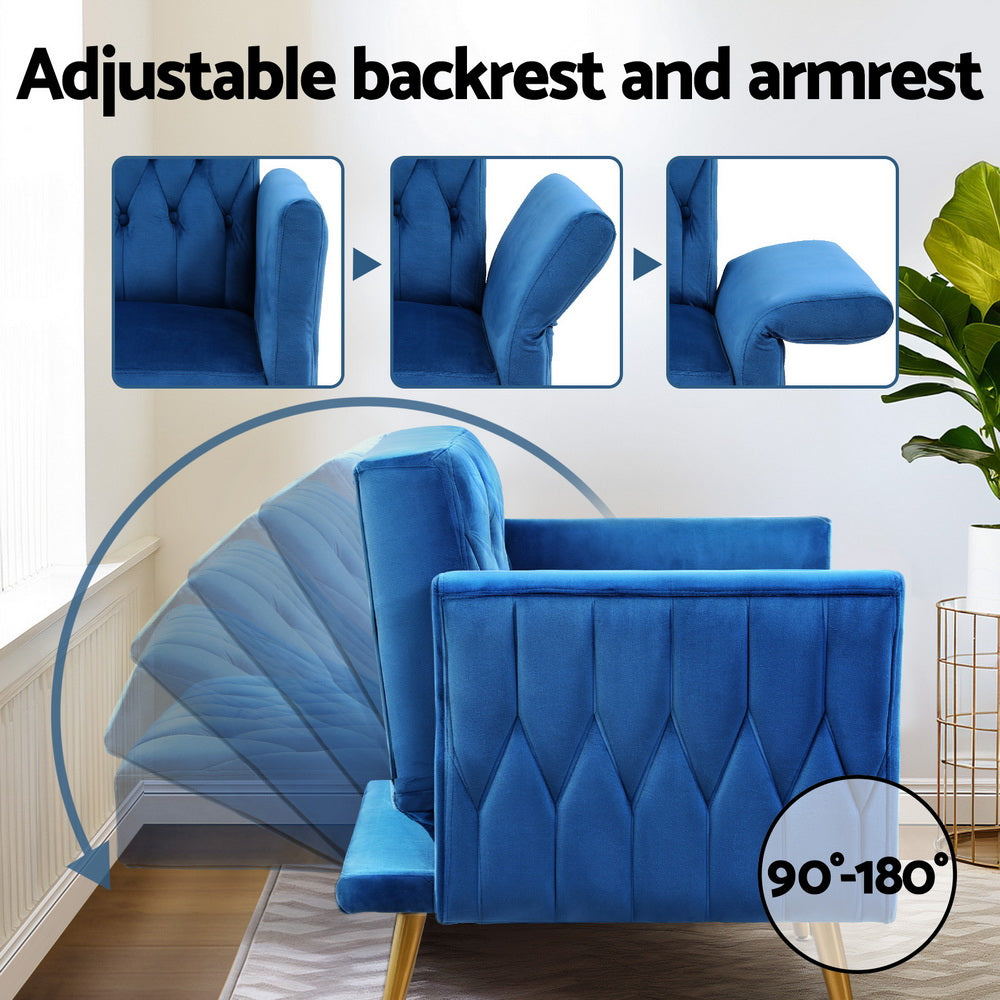 Stunning Armchair Ottoman Accent Chair Pillow Velvet Blue