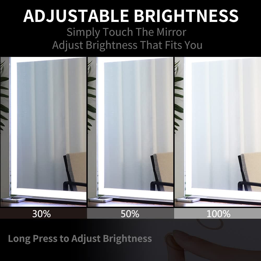 Large Makeup Mirror 3 Modes Lighted and Smart Touch Control
