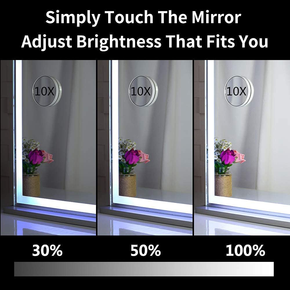 Hollywood LED Makeup Mirror with Smart Touch Control and 3 Colors Dimmable Light