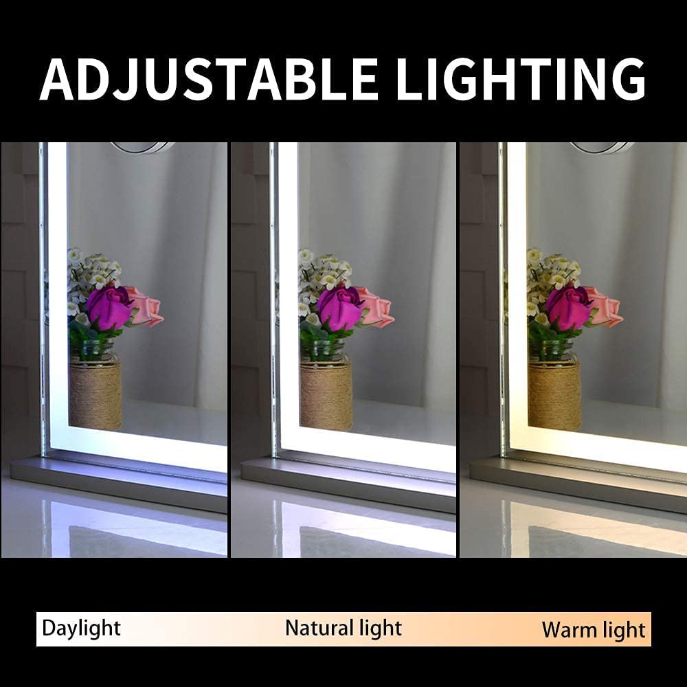 Hollywood LED Makeup Mirror with Smart Touch Control and 3 Colors Dimmable Light