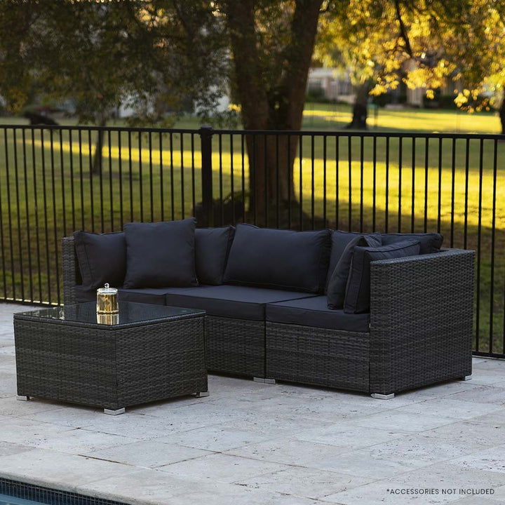 4 Piece 3 Seater Modular Outdoor Lounge Setting incl. Coffee Table, Grey