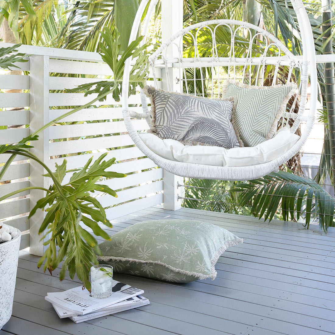 Cushion Cover-Coastal Fringe Natural-Seminyak Smoke-35cm x 50cm