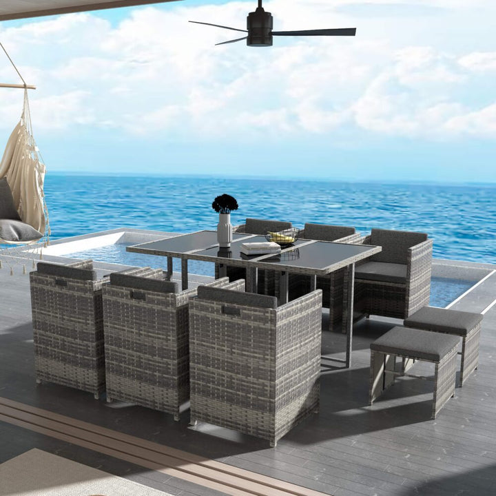Toorak Deluxe 11 Piece Outdoor Dining Set - Grey
