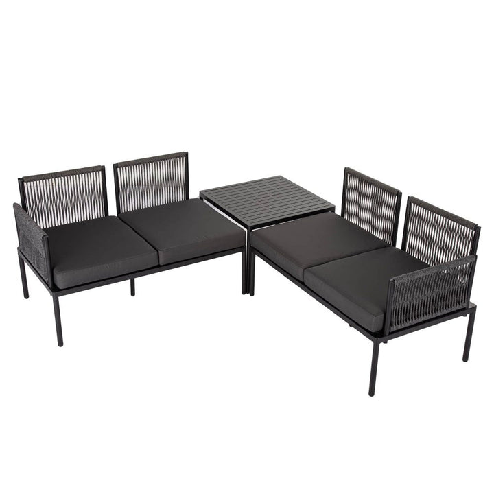 Armadale Deluxe 4 Seater Lounge Set with Coffee Table - Black